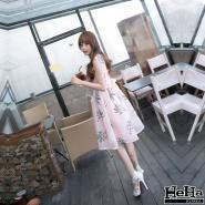 洋裝 無袖歐根紗連身裙 粉色(附腰帶)-mini嚴選