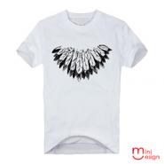 【Minidesign】（男款）酋長的羽毛圍巾潮流短T 三色 ◆ 原創設計短T ◆圓領舒適短袖