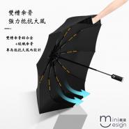 【Mini嚴選】十骨黑膠手電筒自動傘 六色