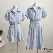 【Mini嚴選】條紋修身洋裝 閨蜜裝 兩款兩色